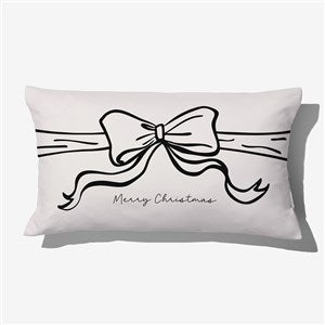 Christmas Bow Personalized Lumbar Velvet Throw Pillow - 54976-LBV