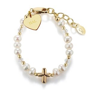 Engraved Childrens First Communion 14K Gold/Sterling Bracelet - 55034