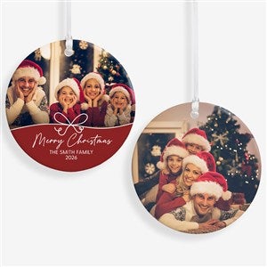 Festive Bow Personalized Ornament- 2.85quot; Glossy - 2 Sided - 55040-2S