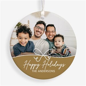 Festive Bow Personalized Ornament- 2.85quot; Glossy - 1 Sided - 55040-1S