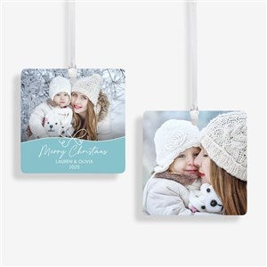 Festive Bow Personalized Ornament- 2.75quot; Metal - 2 Sided - 55040-2M