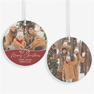 Festive Bow Personalized Ornament- 3.75quot; Matte - 2 Sided - 55040-2L