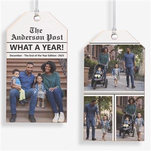Family Newspaper Personalized Photo Wood Tag Ornament - 55046