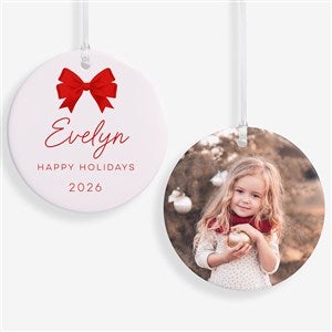 Holiday Bow Personalized Ornament- 2.85quot; Glossy - 2 Sided - 55049-2S