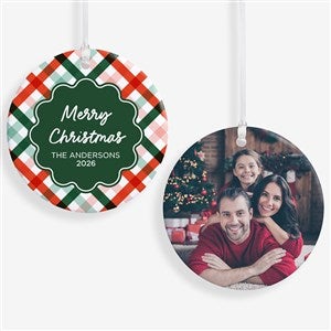 Yuletide Plaid Personalized Christmas Ornament - Glossy - Two Sided - 55052-2S