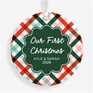 Yuletide Plaid Personalized Christmas Ornament - Glossy - 55052-1S