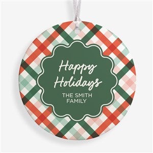 Yuletide Plaid Personalized Ornament-3.75quot; Matte - 1 Sided - 55052-1L