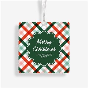 Yuletide Plaid Personalized Ornament-2.75quot; Metal - 1 Sided - 55052-1M