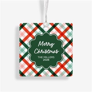 Yuletide Plaid Personalized Metal Christmas Ornament - 55052-1M
