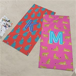 Animal Print Initial Personalized 35x72 Beach Towel - 55065-L