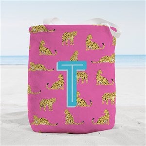 Animal Print Initial Personalized Terry Cloth Beach Bag- Small - 55066-S