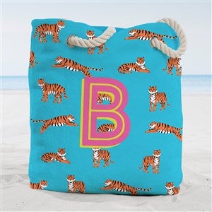 Animal Print Initial Personalized Terry Cloth Beach Bag- Large - 55066-L