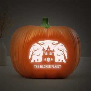 Haunted House Personalized Light Up Resin Pumpkin - 55084