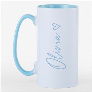 Scripty Heart Name Personalized Ceramic Tall Skinny Mug - Blue - 55111-B
