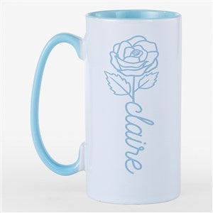 Birth Flower Name Personalized 12oz Ceramic Tall Skinny Mug -Blue - 55112-B
