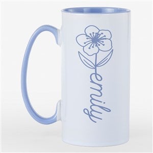 Birth Flower Name Personalized 12oz Ceramic Tall Skinny Mug-Purple - 55112-P