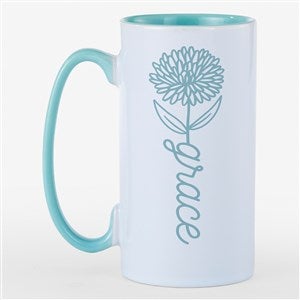 Birth Flower Name Personalized 12oz Ceramic Tall Skinny Mug-Green - 55112-G