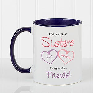 Sisters Personalized Blue Coffee Mugs - My Sister, My Friend - 5513-BL
