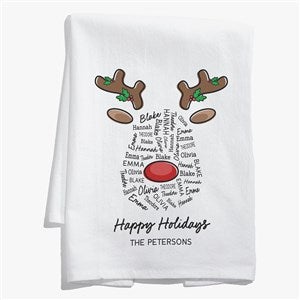 Reindeer Repeating Name Personalized Christmas Tea Towel - 55147