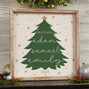 Merry Name Evergreen Personalized Whitewashed Frame Wall Art- 12 x 12 - 55148-12x12