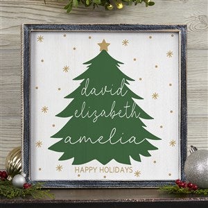 Merry Name Evergreen Personalized Blackwashed Frame Wall Art- 12 x 12 - 55148B-12x12
