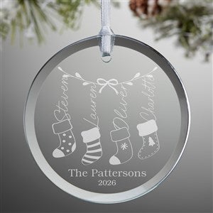 Merry Little Stockings Personalized Glass Ornament - 55150-S