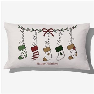 Merry Little Stockings Personalized Lumbar Throw Pillow - 55153