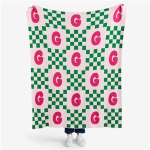Alpha Check Personalized 50x60 Knit Blanket - 55196D