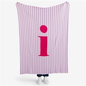 Striped Initial Personalized 50x60 Knit Blanket - 55199D
