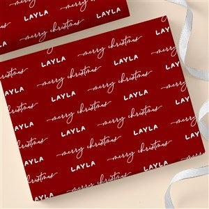 Merry Name Personalized Christmas Wrapping Paper Roll - 18ft Roll - 55206-L
