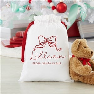 Christmas Bow Personalized Canvas Drawstring Santa Sack - Small - 55207-S