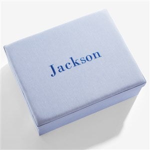Personalized Large Micro Striped Cotton Keepsake Box-Blue - 55224D-B