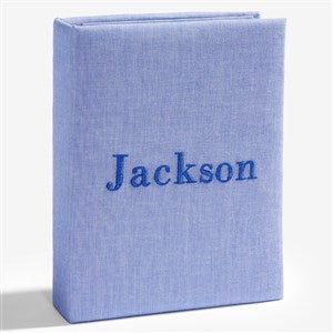 Personalized Micro Striped Cotton Photo Album-Blue - 55227D-B