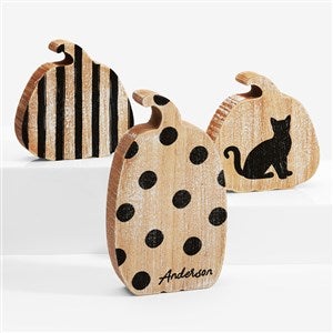 Stylish Patch Personalized Wooden Pumpkin 3 Piece Set - 55237
