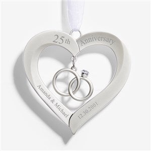 Anniversary Personalized Metal Heart with Rings Ornament - 55240