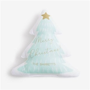 Merry  Frosted Personalized Tree Throw Pillow - 55255
