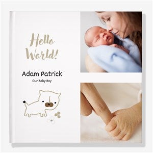 Hello World Personalized Baby Photo Book 8.5x11.5 Hard Layflat Foil - 55270D-8x11-HLF-F-GLD