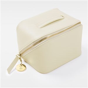 Engraved  Small Cream Leather Beauty Case - 55276-C