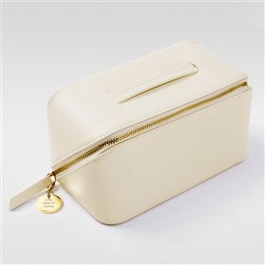 Engraved Large Cream Leather Beauty Case - 55278-C