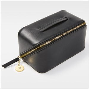 Engraved Large Black Leather Beauty Case - 55278-BK
