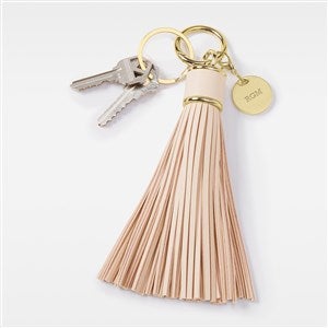 Engraved Blush Leather Tassel Keychain  Bag Tag - 55279-B