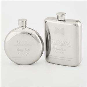 Engraved Bride  Groom Flask Set - 55282