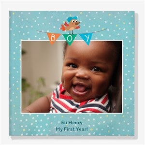 Baby Boy Personalized Photo Book - 8.5x11.5 Hard Layflat Foil - 55290D-8x11-HLF-F-GLD