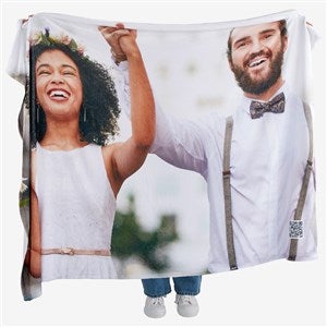 Photo Personalized 60x80 Plush Fleece Photo Blanket with Video QR Code - 55318-FL