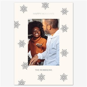 Treasured Moments Personalized Holiday Photo Card - 5x7 Flat Foil Silver - 55439D-SF-SIL