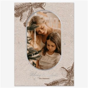 Boughs of Joy Holiday Personalized Photo Card - 5x7 Flat Foil Silver - 55536D-SF-SIL