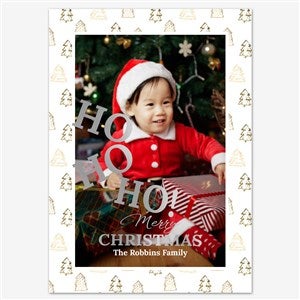 Christmas Delight Holiday Personalized Photo Card - 5x7 Flat Foil Silver - 55539D-SF-SIL