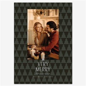 Glowing Traditions Holiday Personalized Photo Card - 5x7 Flat Foil Silver - 55541D-SF-SIL