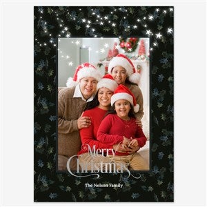 Twinkling Portrait Holiday Personalized Photo Card - 5x7 Flat Foil Silver - 55544D-SF-SIL