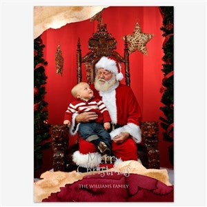 Painted Christmas Cheer Holiday Personalized Photo Card - 5x7 Flat Foil Silver - 55545D-SF-SIL